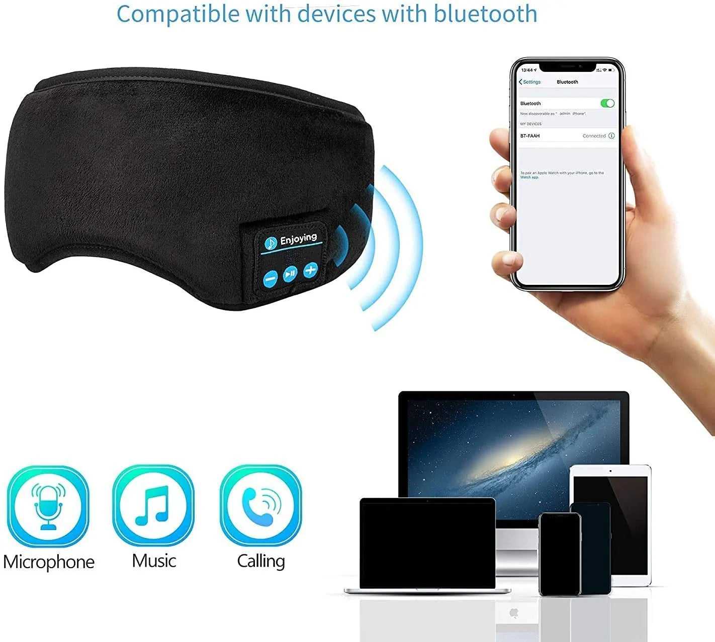 Soft Sleep Eye Mask Bluetooth Headphones